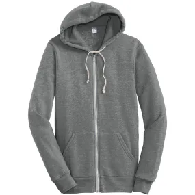 Alternative Apparel Men's Grey Rocky Eco-Fleece Full Zip Hoodie