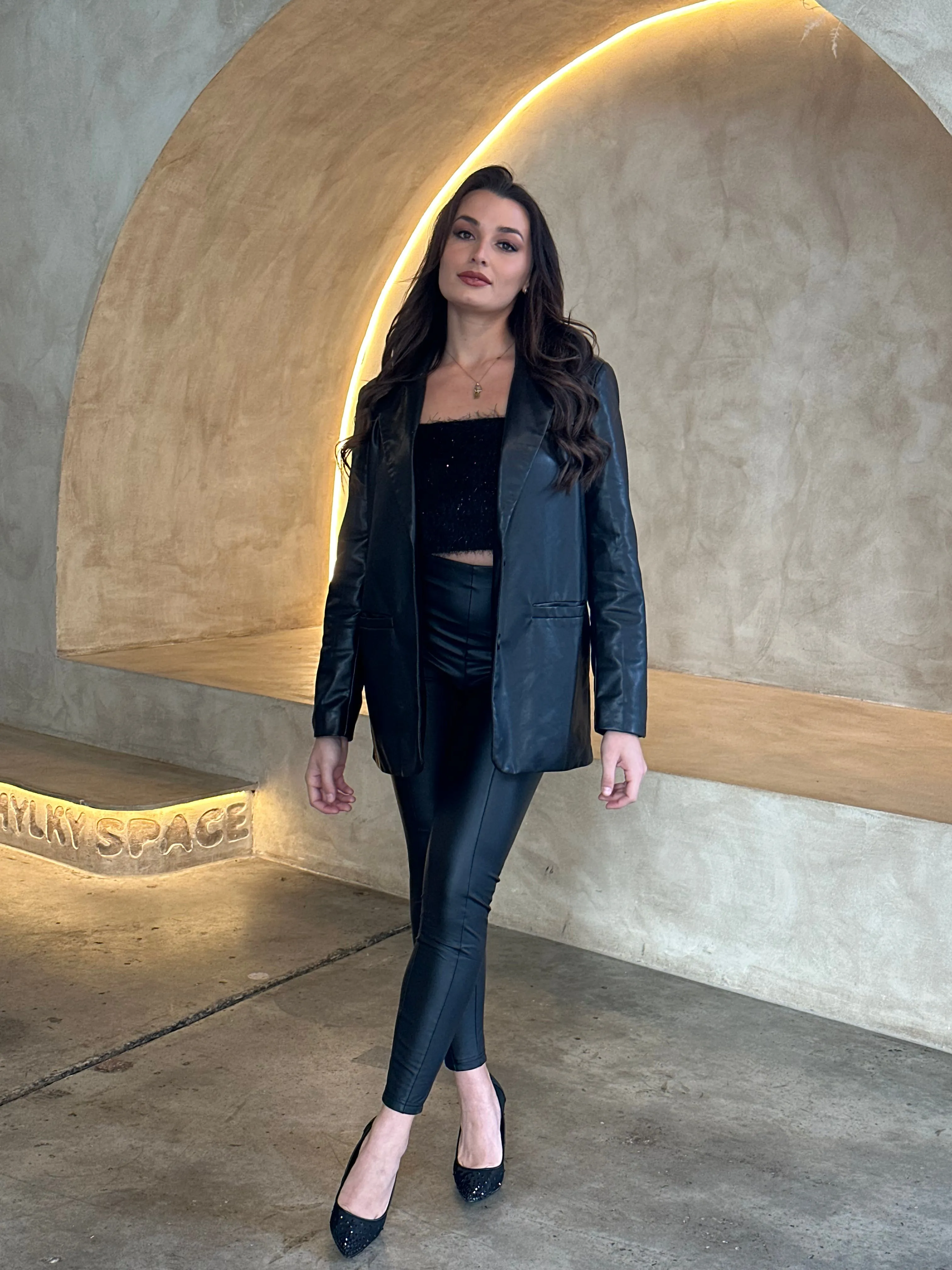 Amaya Faux Leather Blazer