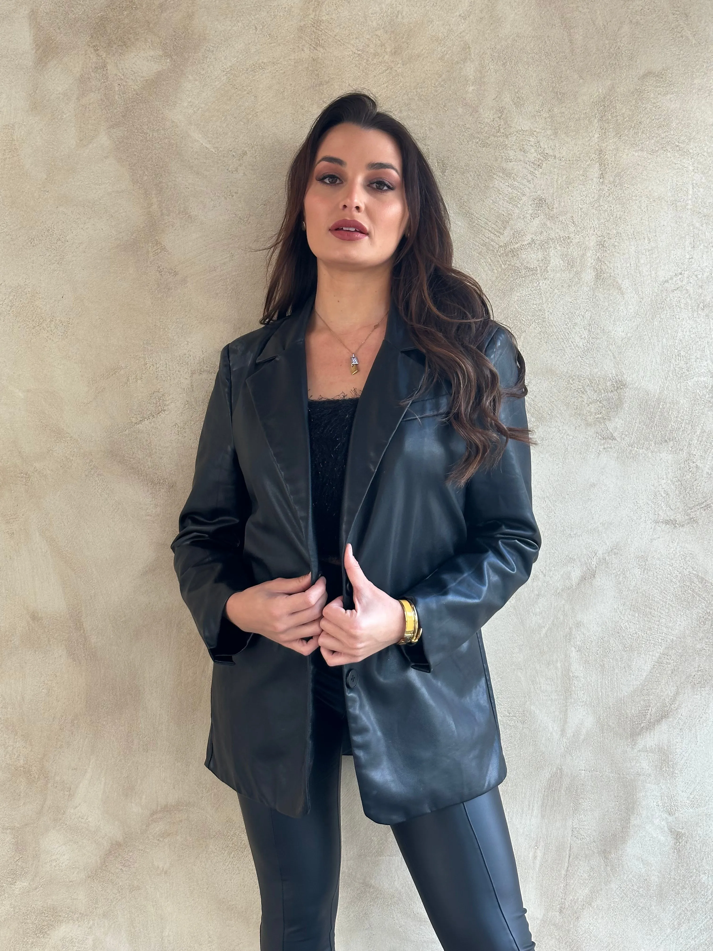 Amaya Faux Leather Blazer