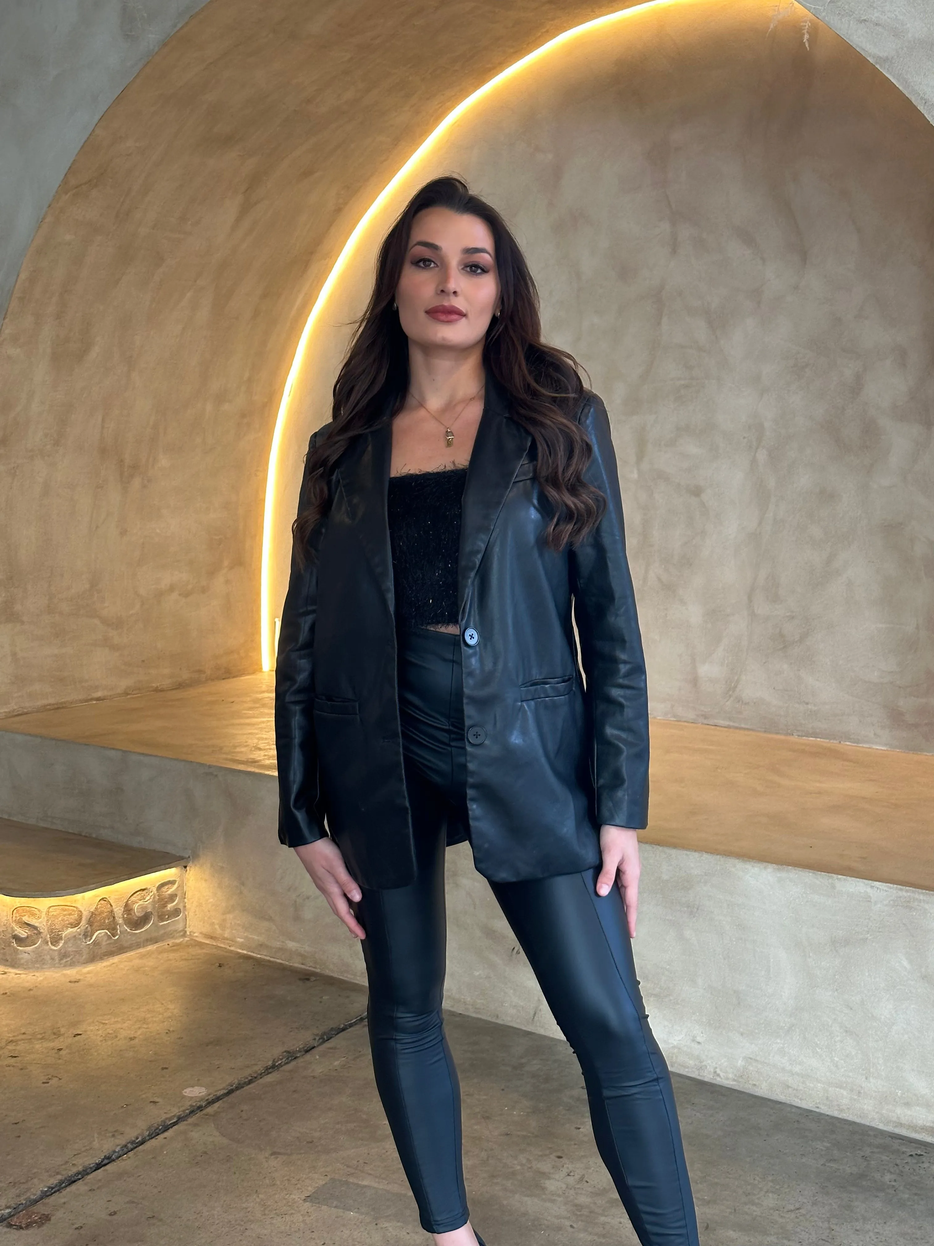 Amaya Faux Leather Blazer