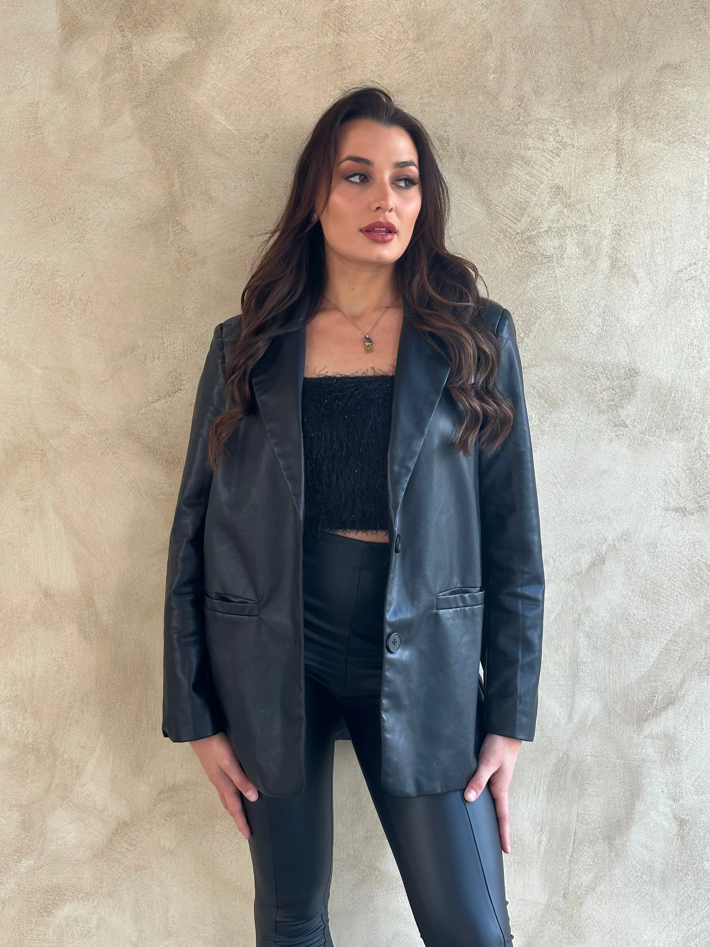 Amaya Faux Leather Blazer