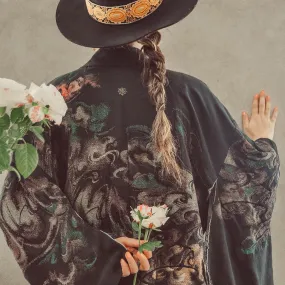 Anemones Nymph Vintage Silk Lurex Kimono Jacket