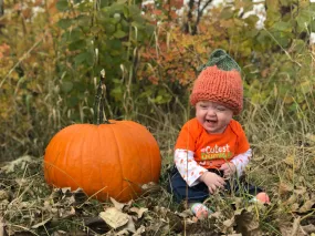 Baby Toddler Pumpkin Hat, Hand knit FAll Pumpkin Halloween Hat
