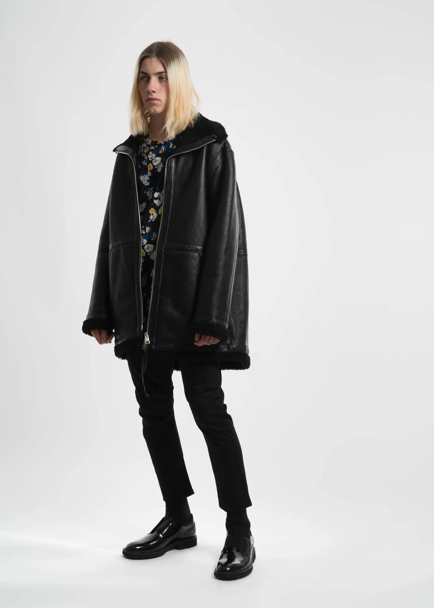 Black Address Shearling Jacket