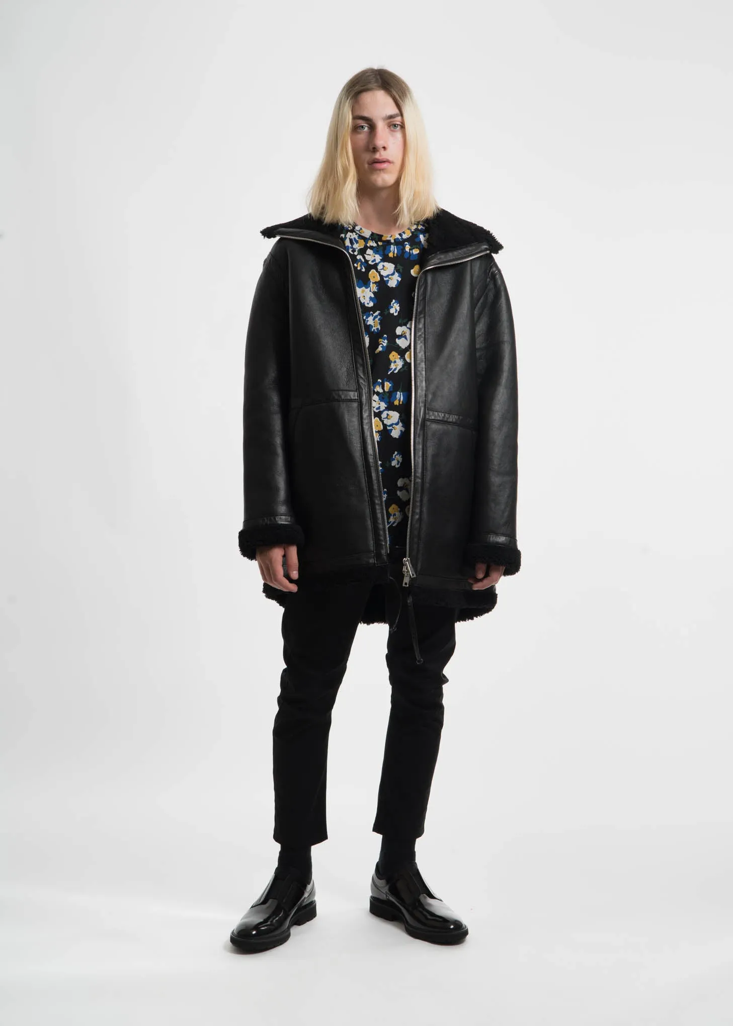 Black Address Shearling Jacket