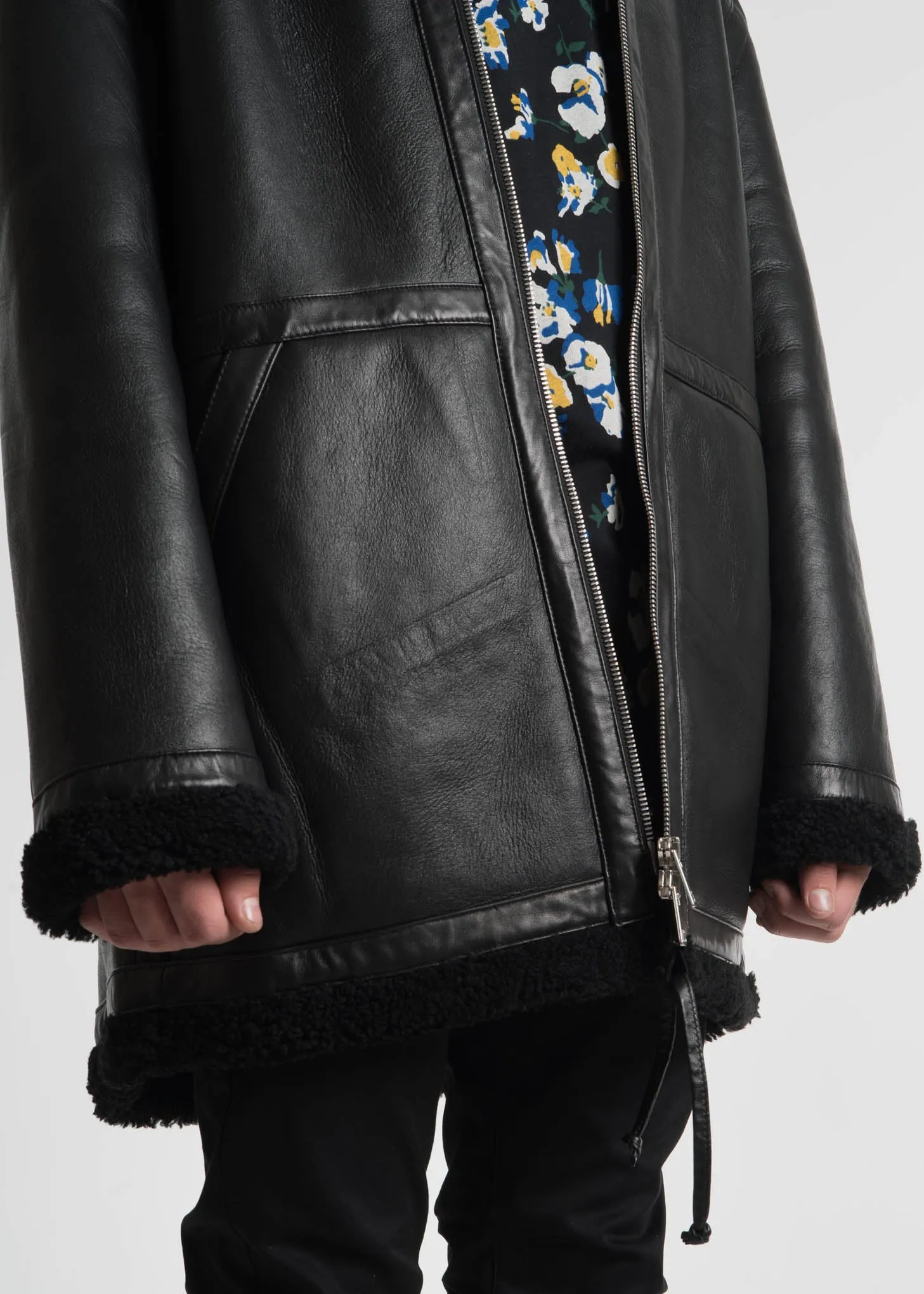 Black Address Shearling Jacket