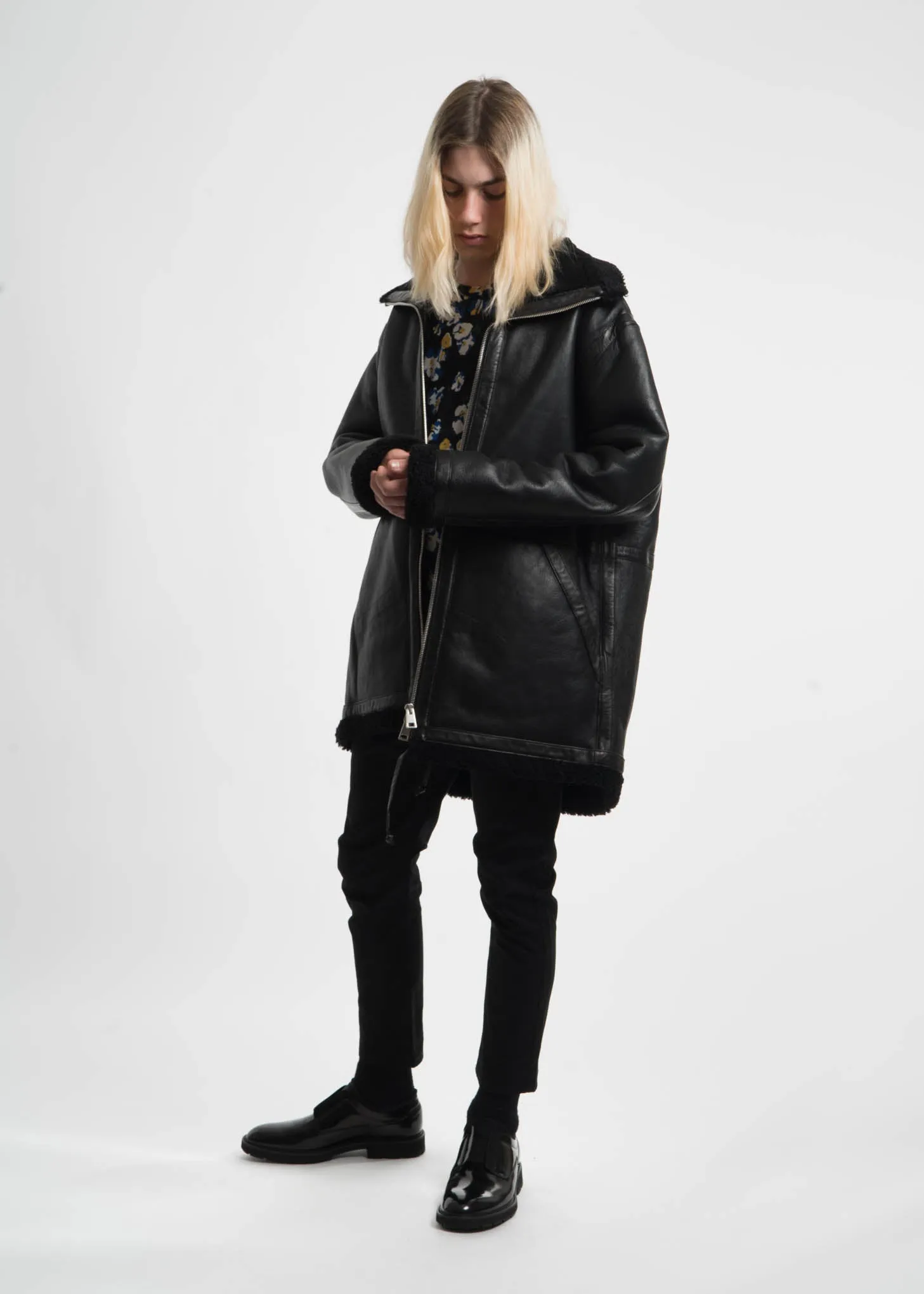 Black Address Shearling Jacket