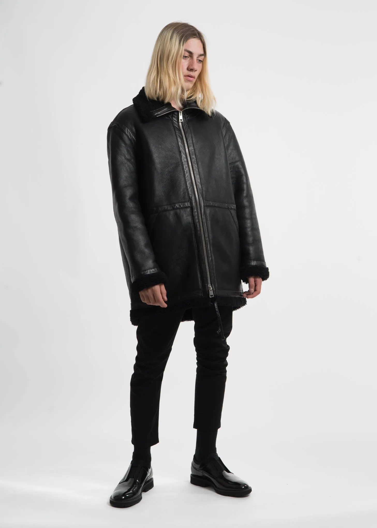 Black Address Shearling Jacket