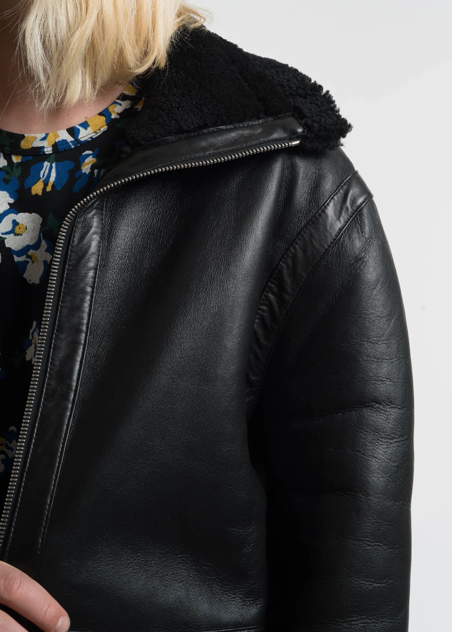 Black Address Shearling Jacket