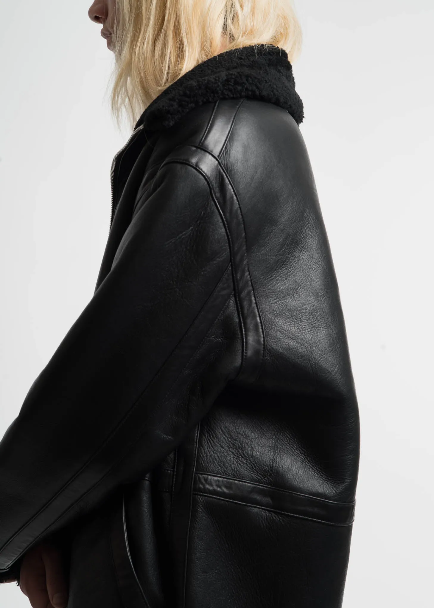 Black Address Shearling Jacket