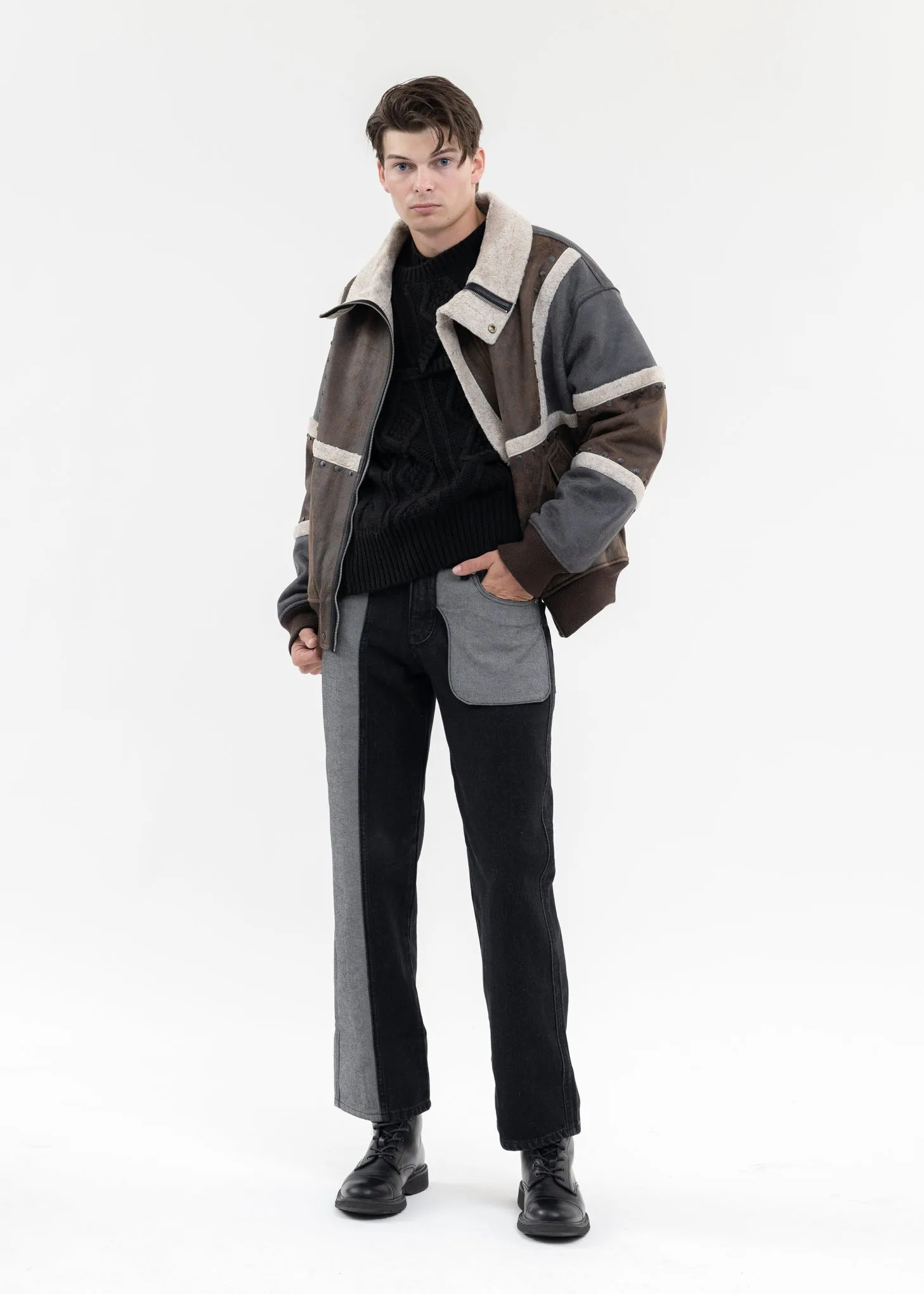 BLACK DOUBLE SIDED SHERPA JACKET