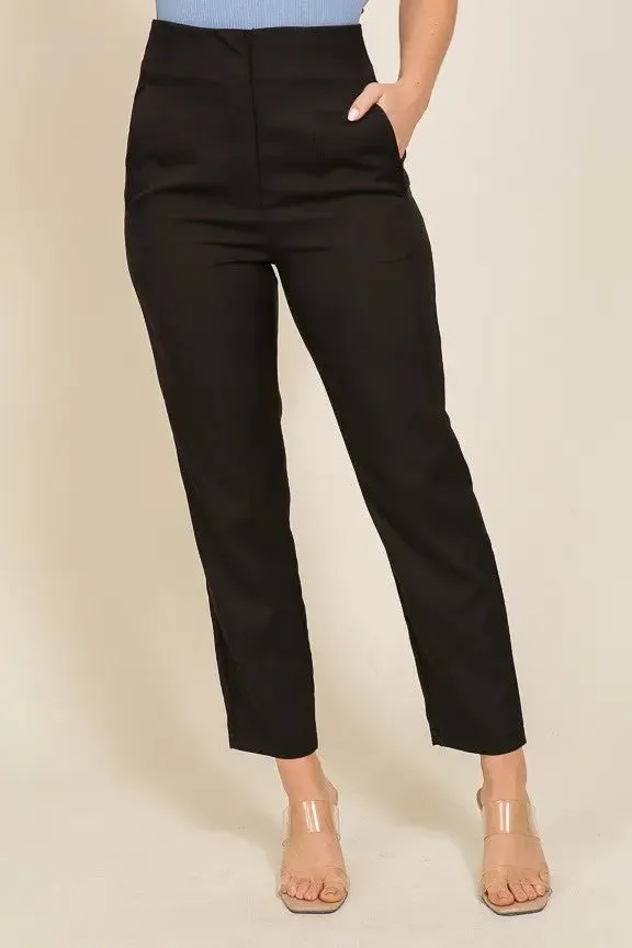 Black High Waist Crop Dress Pants