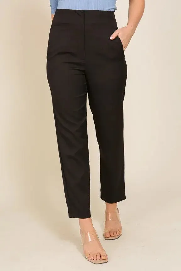 Black High Waist Crop Dress Pants