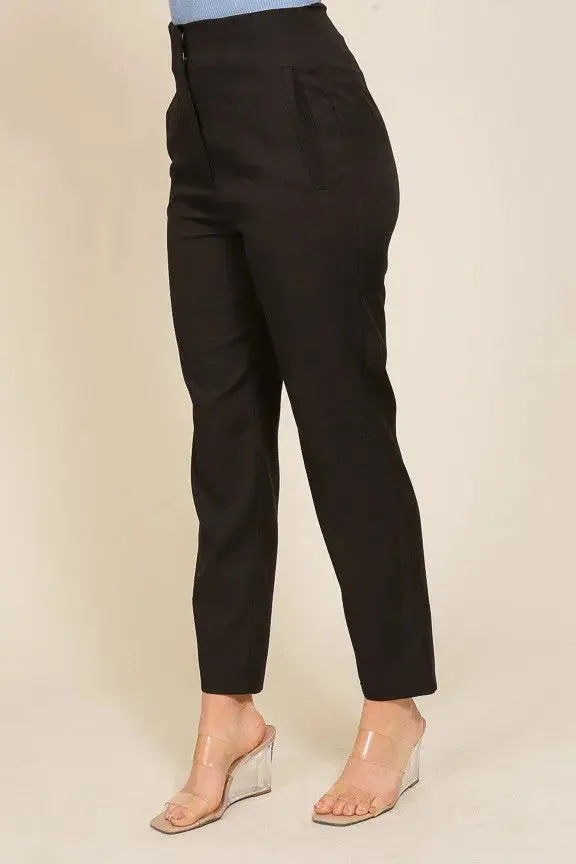 Black High Waist Crop Dress Pants