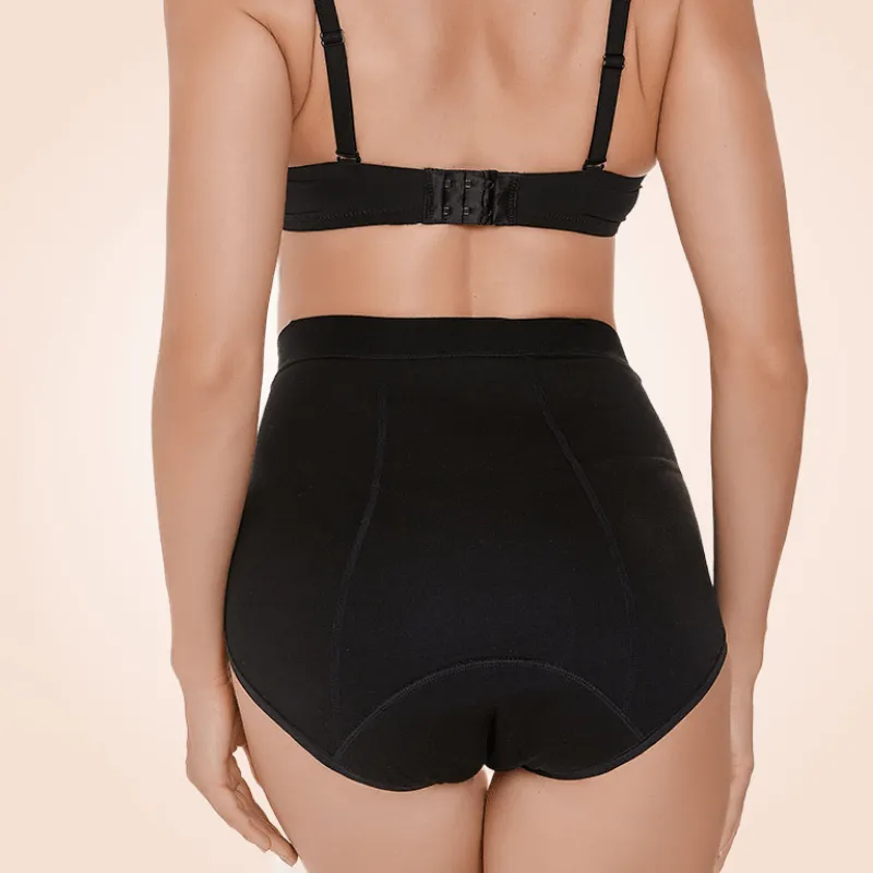 Black Soft High Waist Menstrual Leak-Proof Seamless Bikini Panty