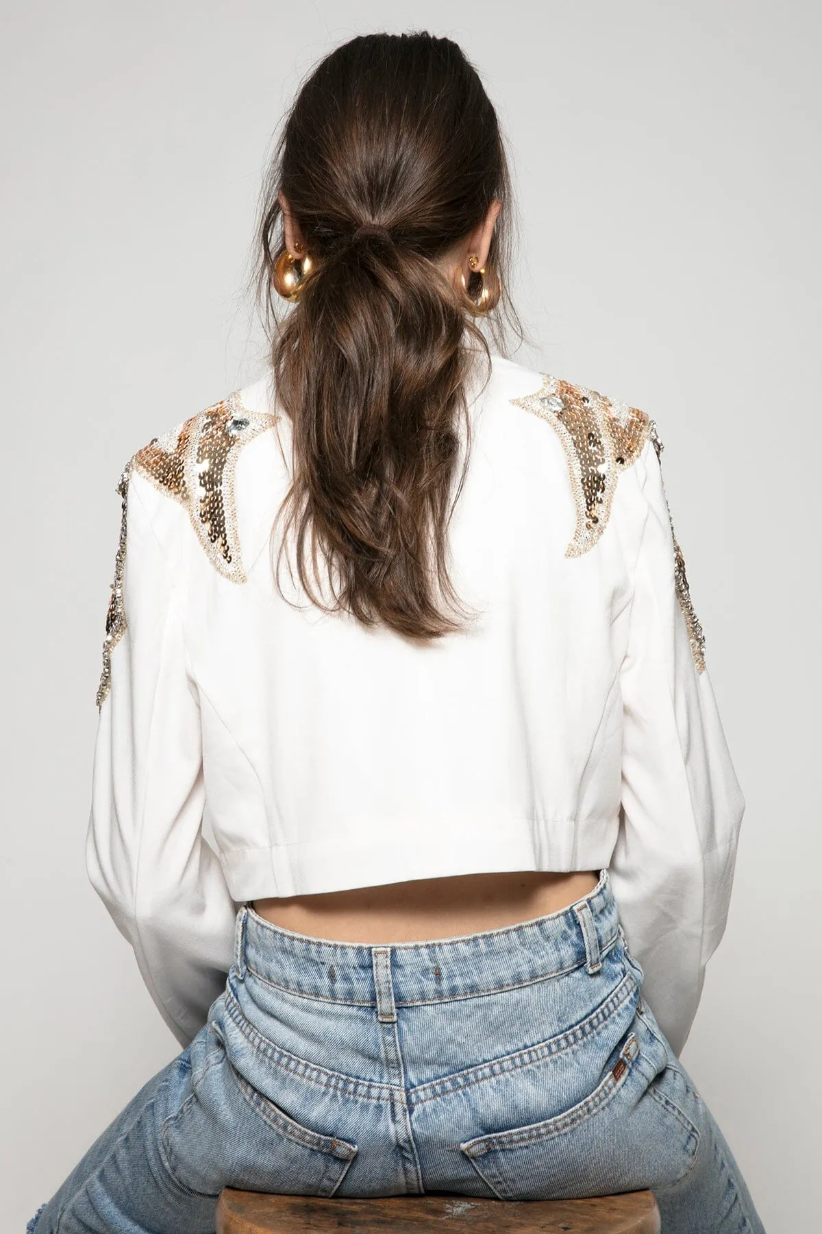 Blazer Curto Bordado Isle - Off White