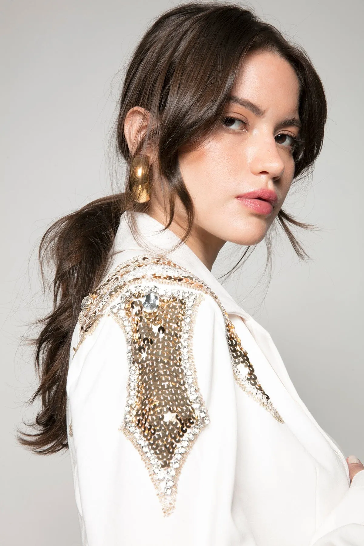 Blazer Curto Bordado Isle - Off White