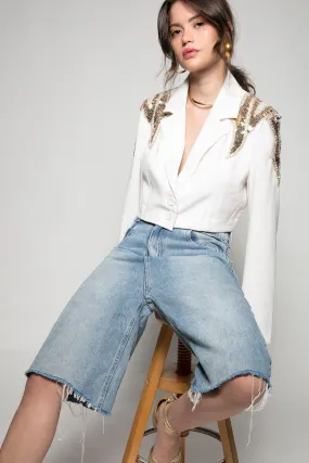 Blazer Curto Bordado Isle - Off White