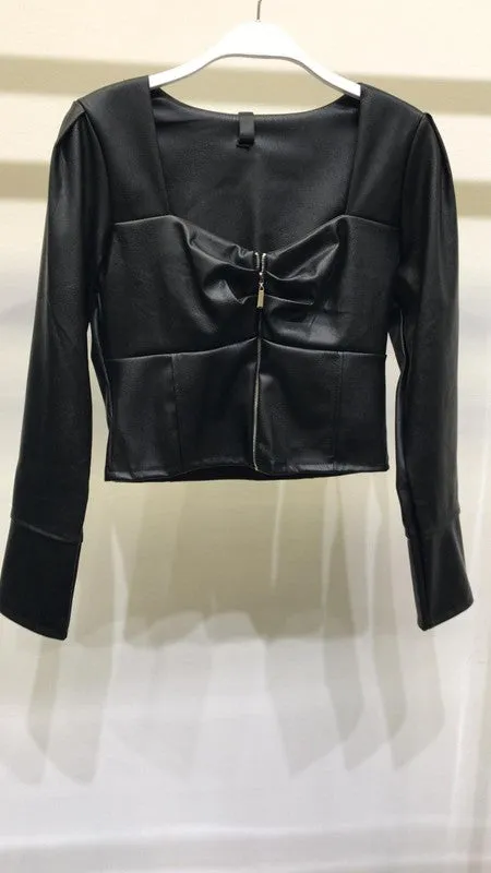 BUSTIER ZIP UP CROP JACKET