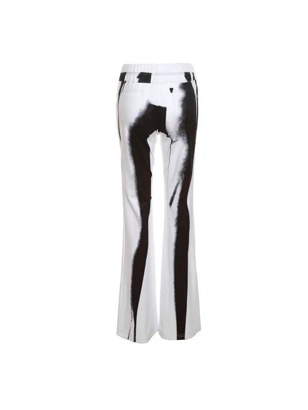 Button Abstract Printed Flared Pants