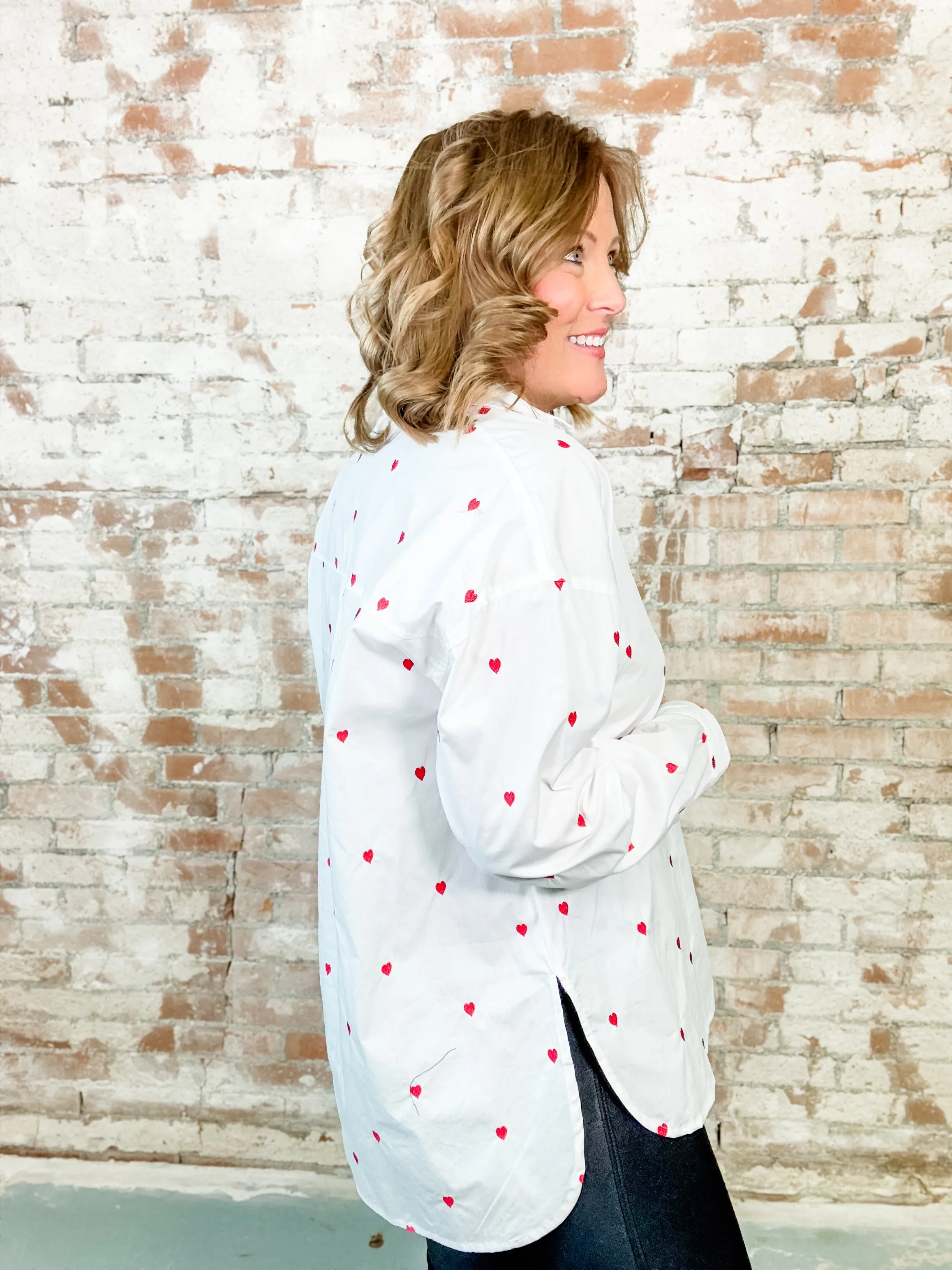 Caitlyn Heart Button Down Top - FINAL SALE
