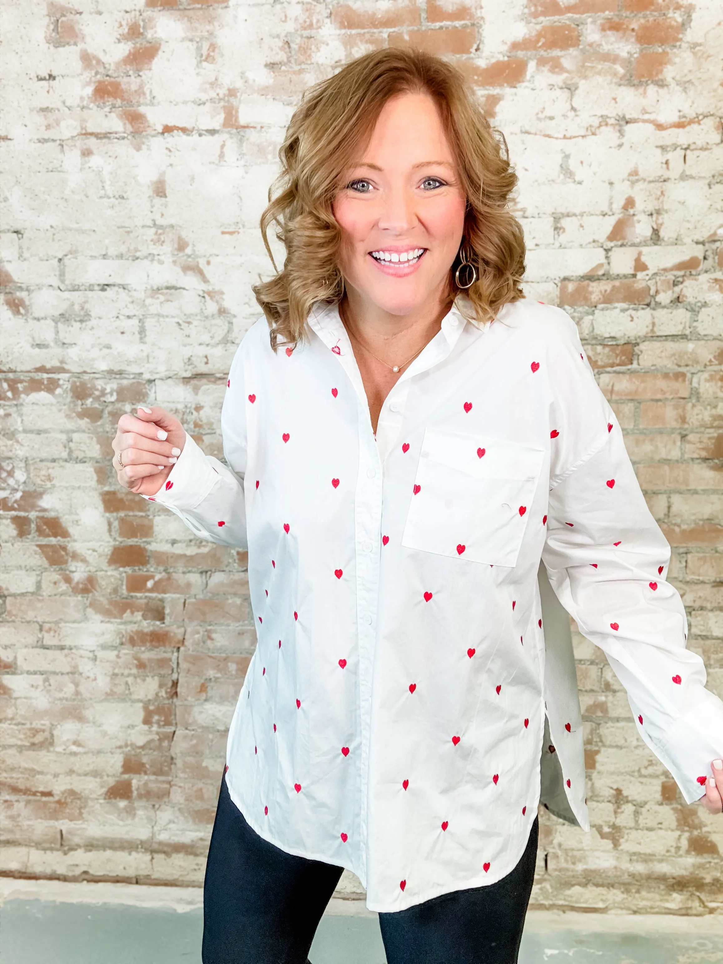 Caitlyn Heart Button Down Top - FINAL SALE
