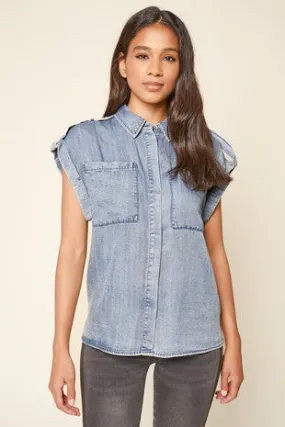 Chambray Front Pockets Top
