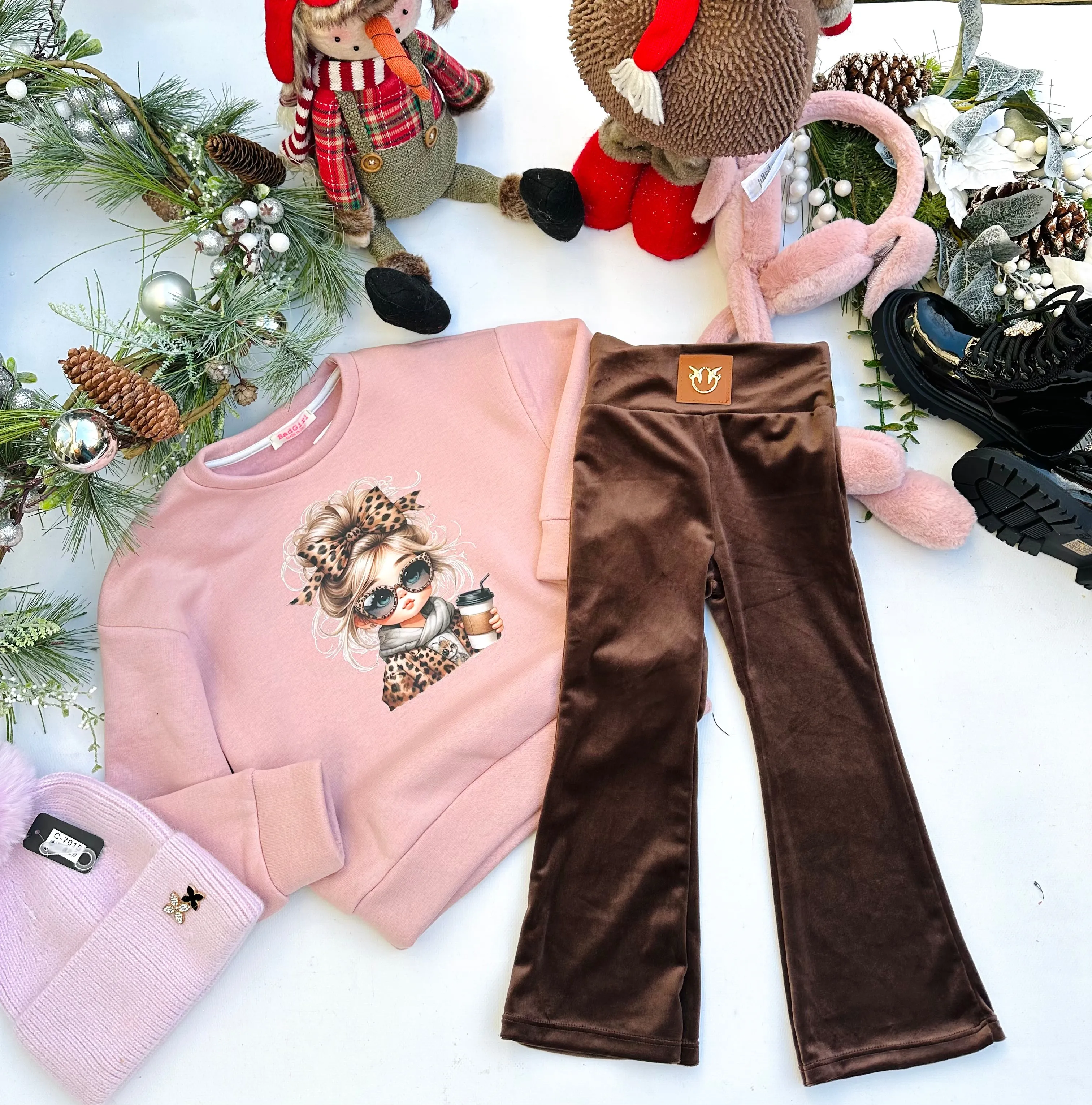 Chocolate velvet flared pants