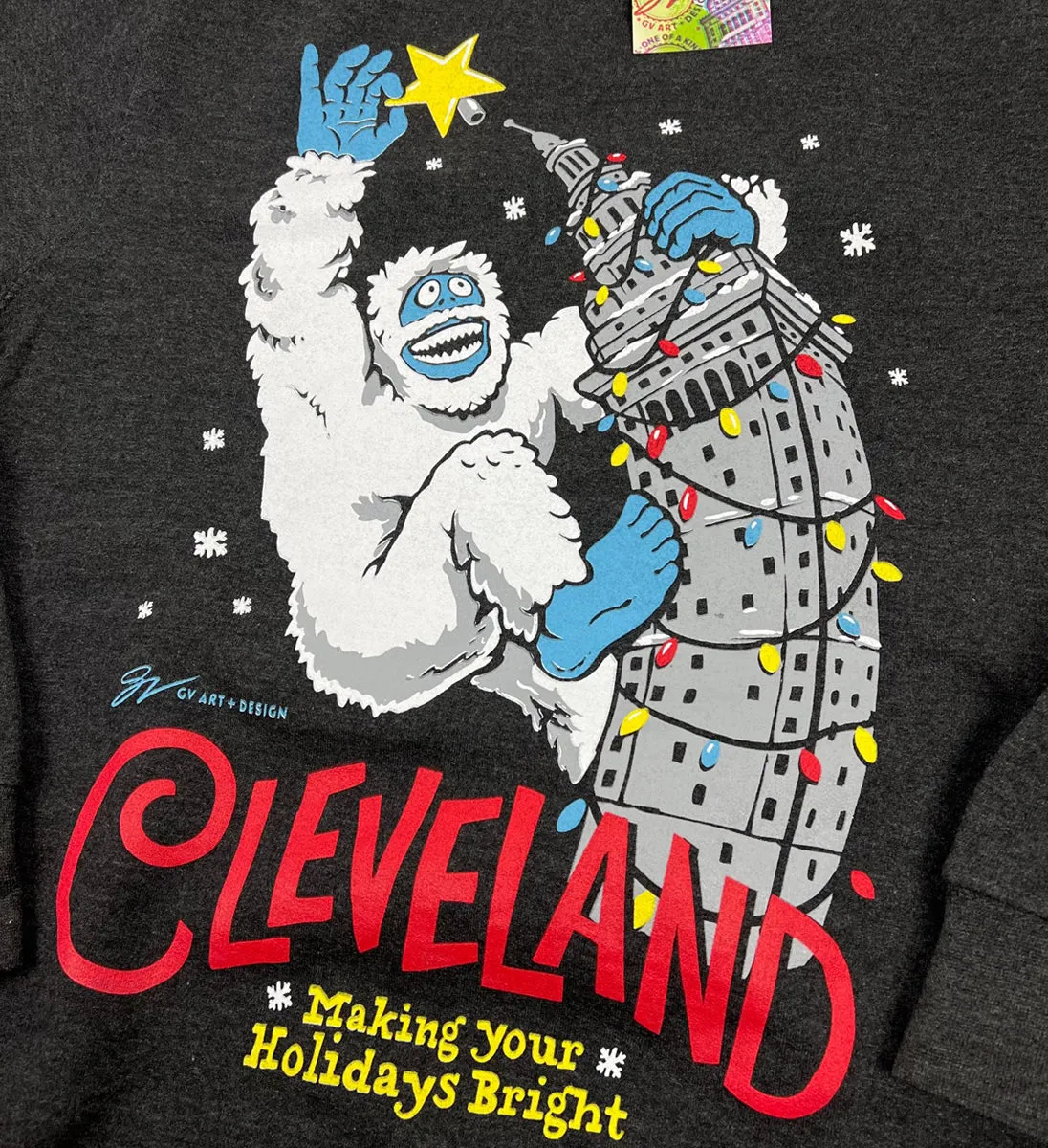 Cleveland Making Your Holidays Bright Charcoal Crew Sweatshirt