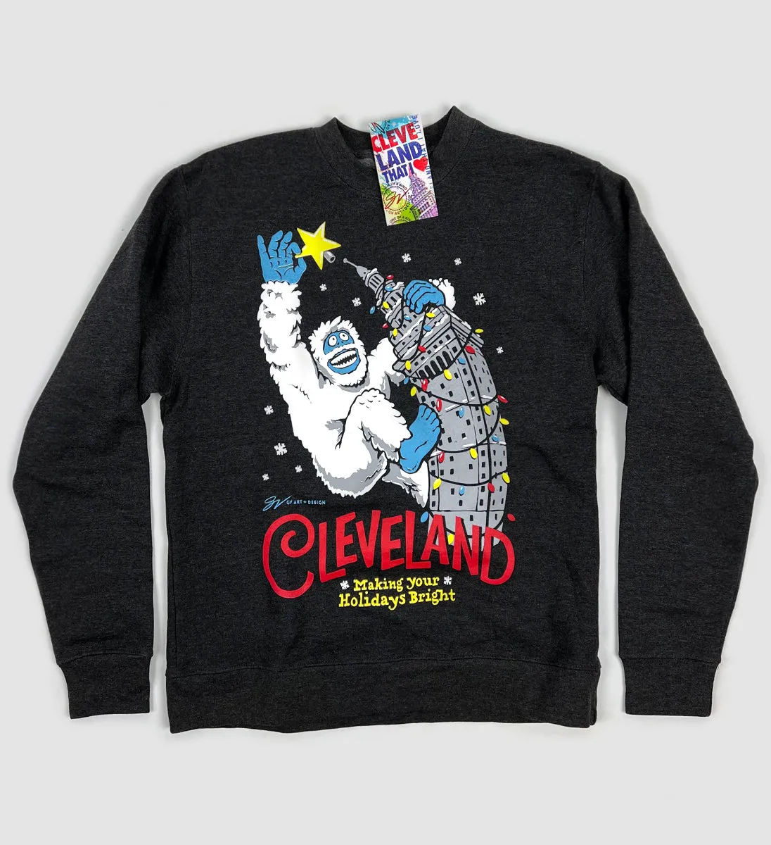 Cleveland Making Your Holidays Bright Charcoal Crew Sweatshirt