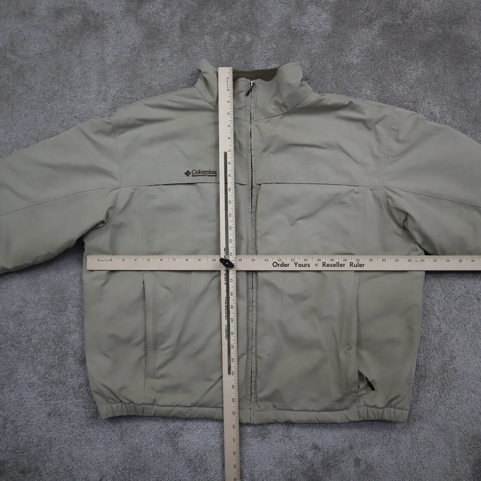 Columbia Sportswear Mens Full Zip Up Track Jacket Long Sleeves Logo Beige SZ XL