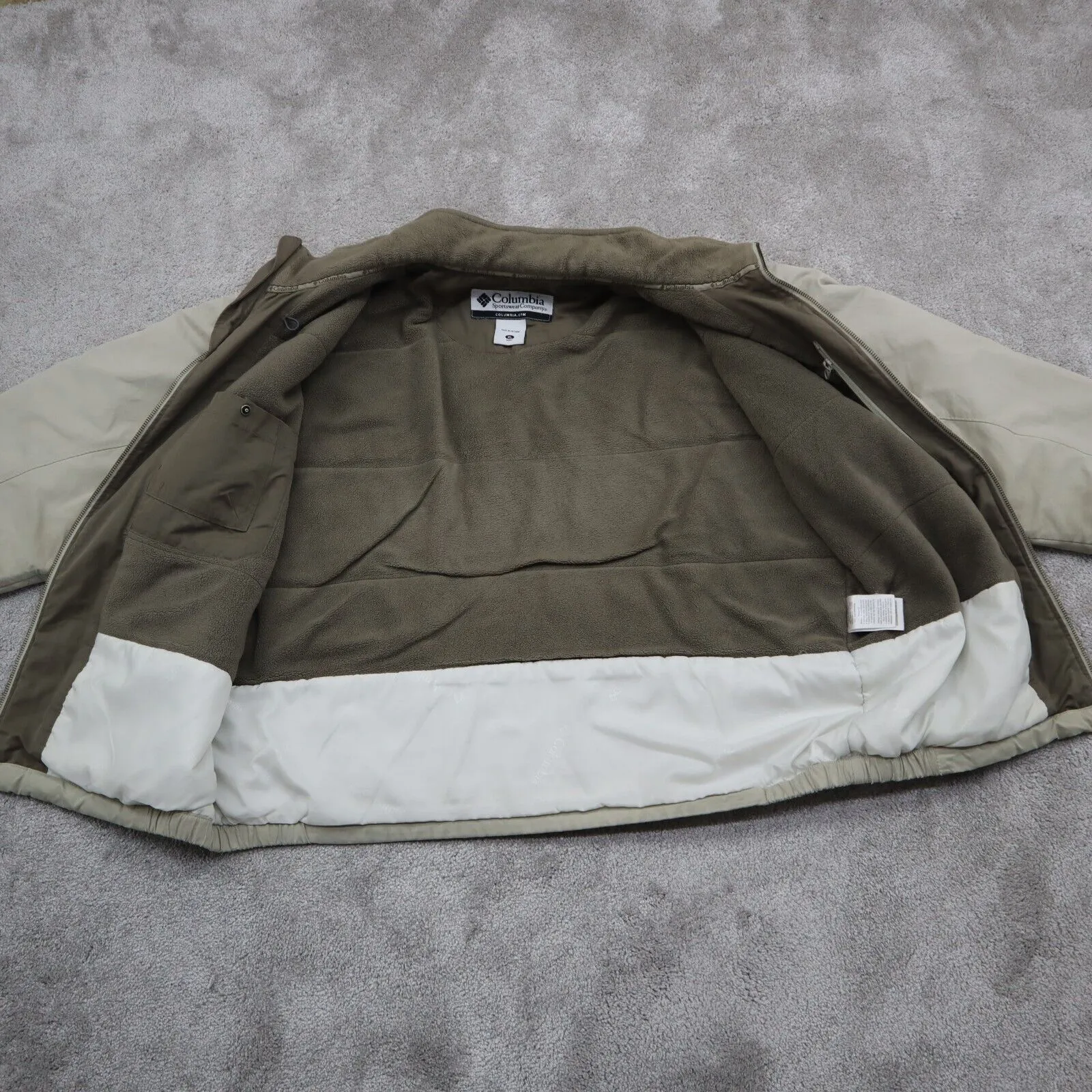 Columbia Sportswear Mens Full Zip Up Track Jacket Long Sleeves Logo Beige SZ XL