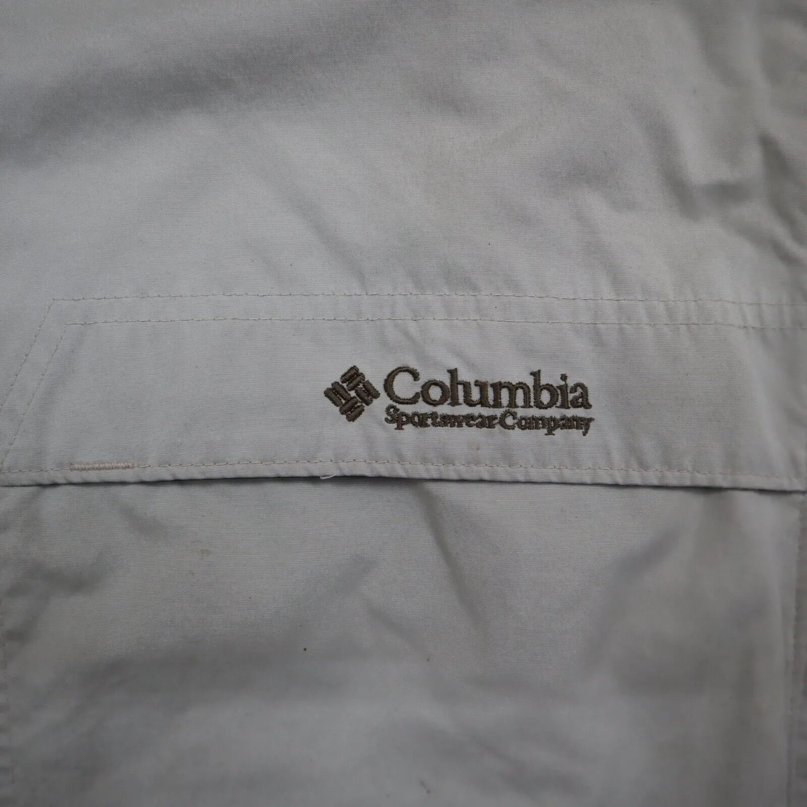 Columbia Sportswear Mens Full Zip Up Track Jacket Long Sleeves Logo Beige SZ XL