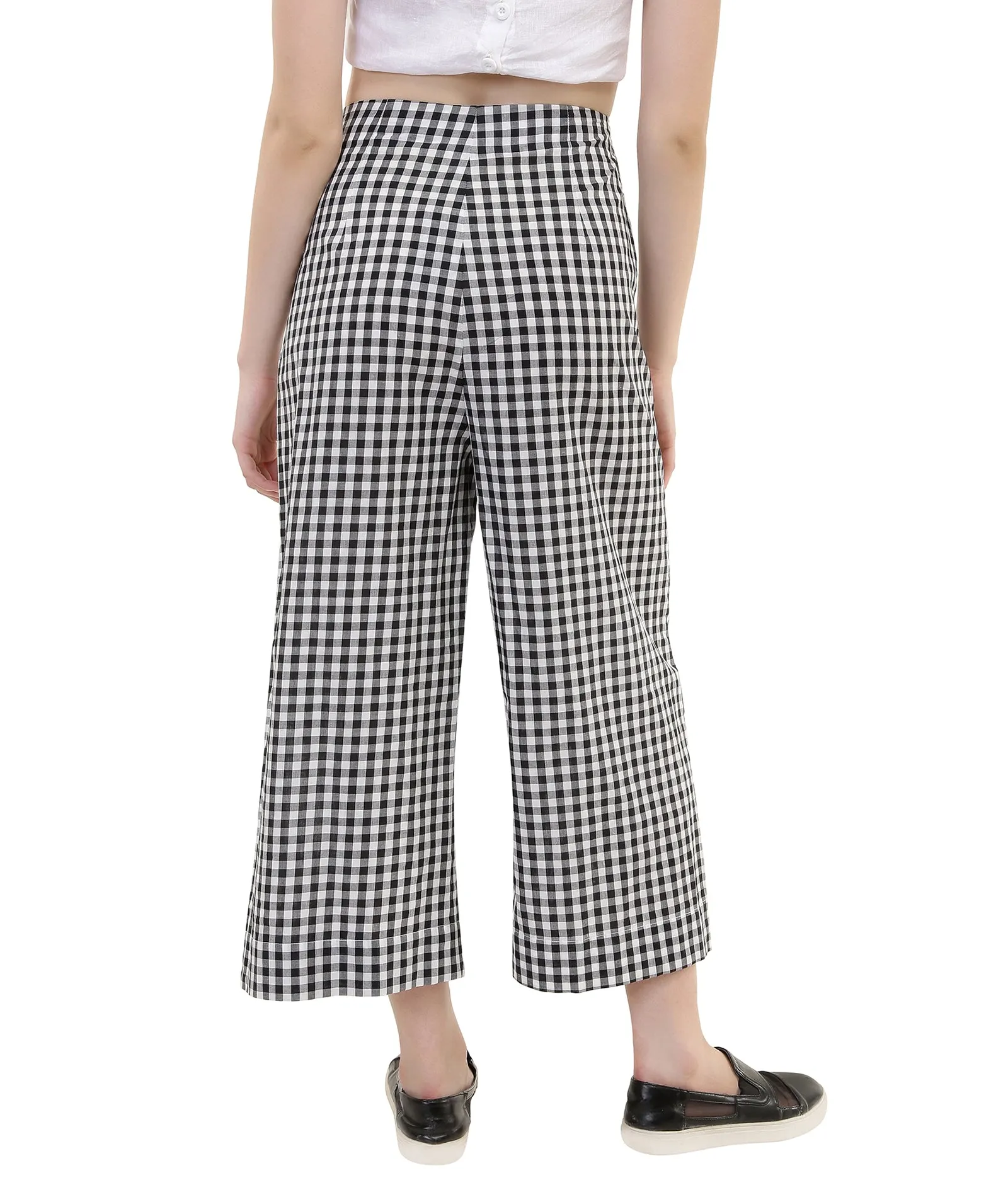 Cotton Checks Culottes Pants
