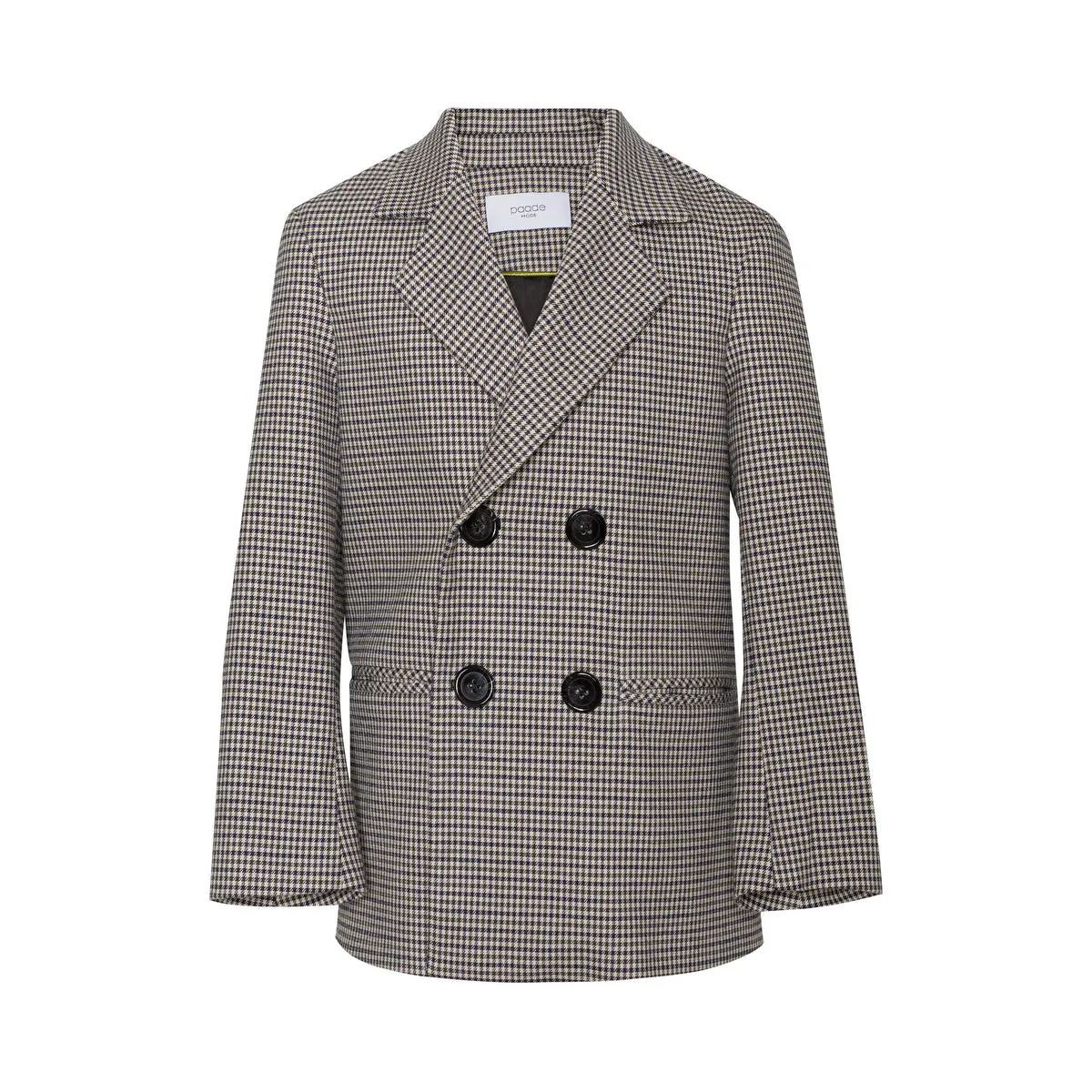 Cotton Double Breasted Blazer Pin Checks, Brown