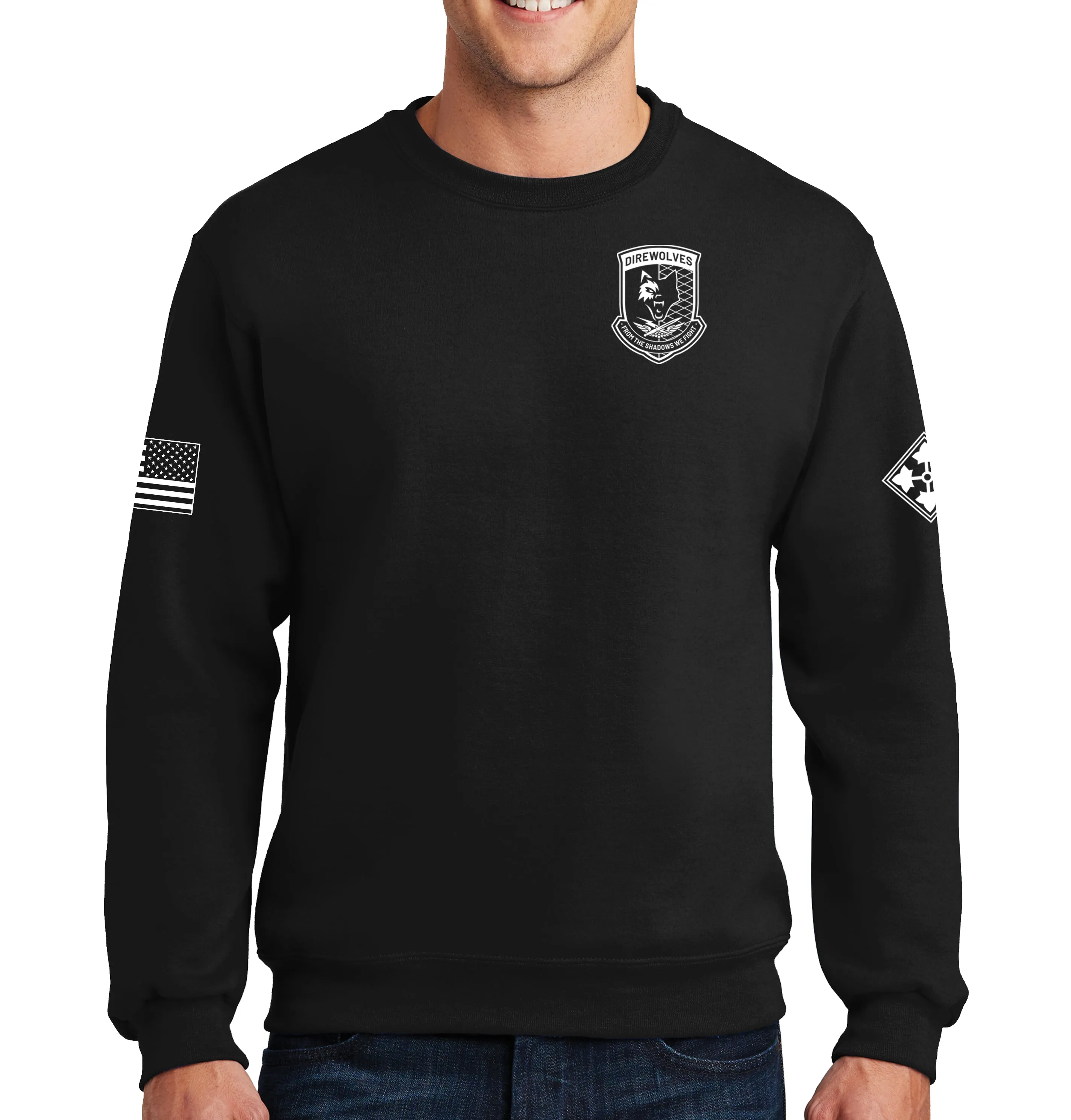 Crewneck Unisex Sweatshirt. White Design. This shirt IS approved for PT.