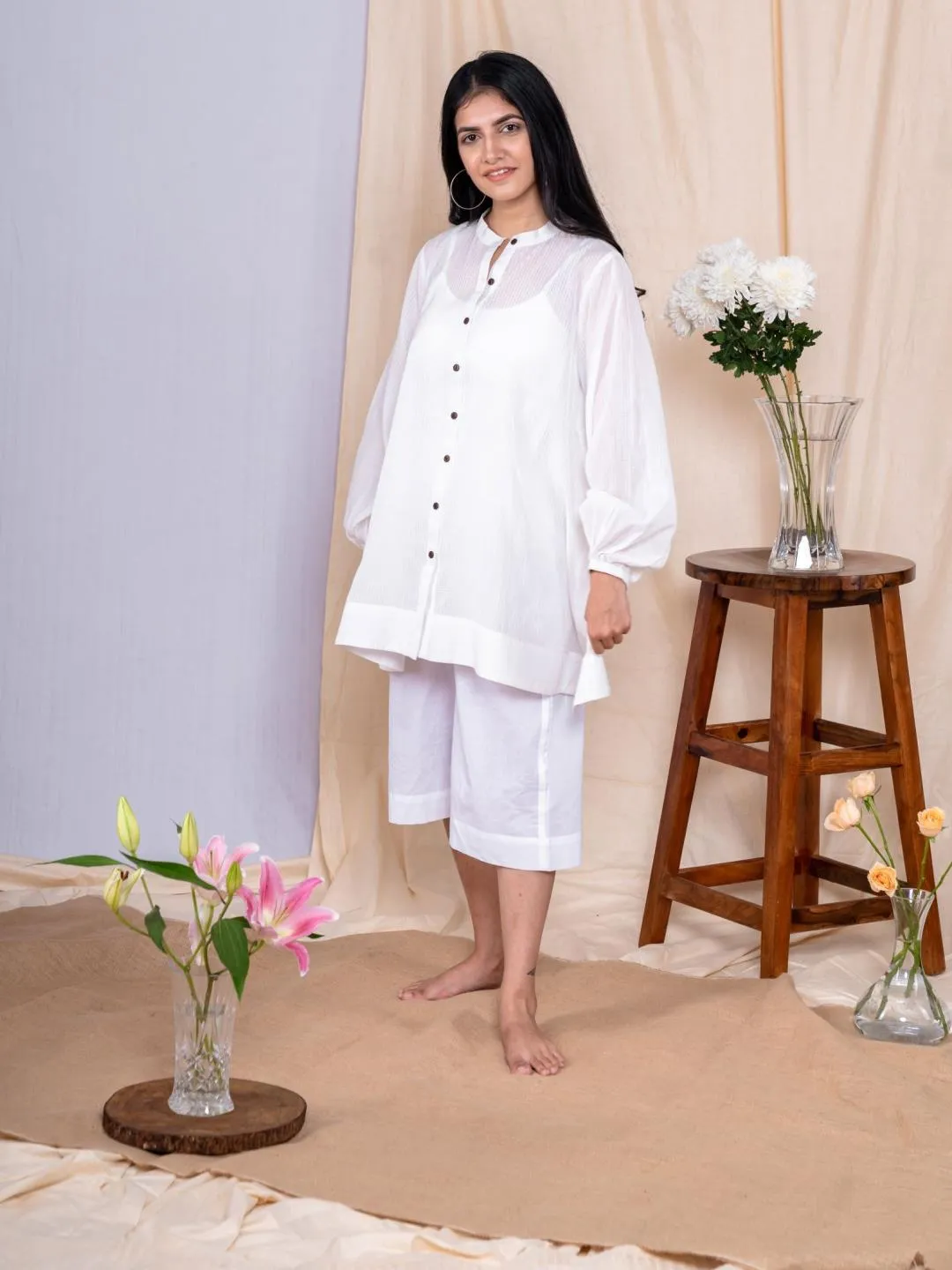 Dhara White Button Down Dress