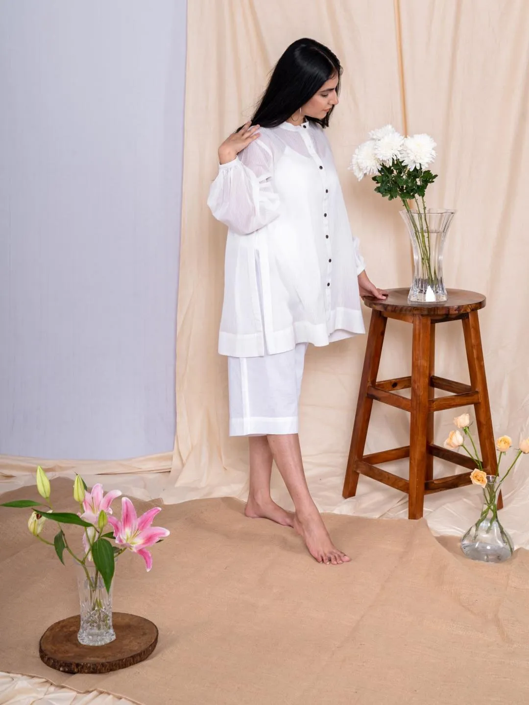 Dhara White Button Down Dress