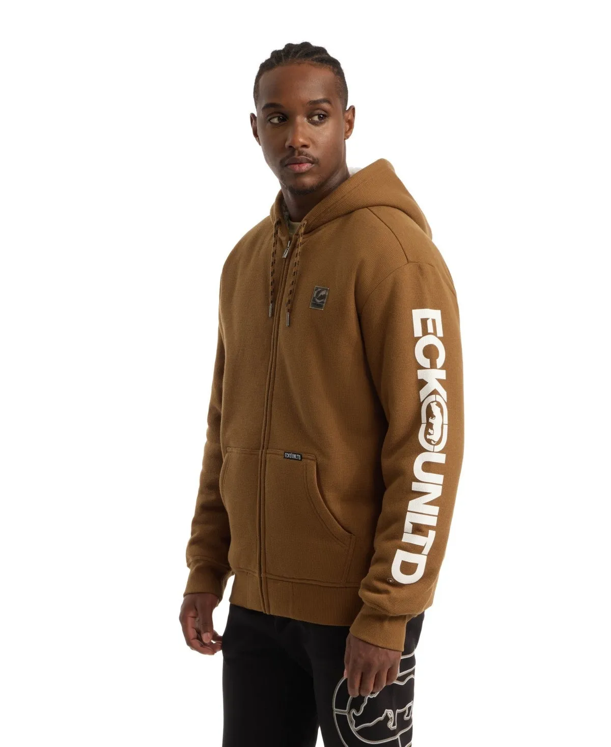Ecko Unltd Mens Regular fit Hoodie Sweatshirt Medium Brown Full Zip