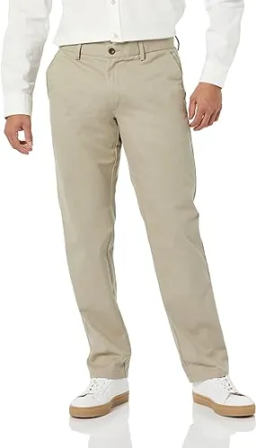 Essentials Men's Straight-Fit Wrinkle-Resistant Flat-Front Chino Trouser