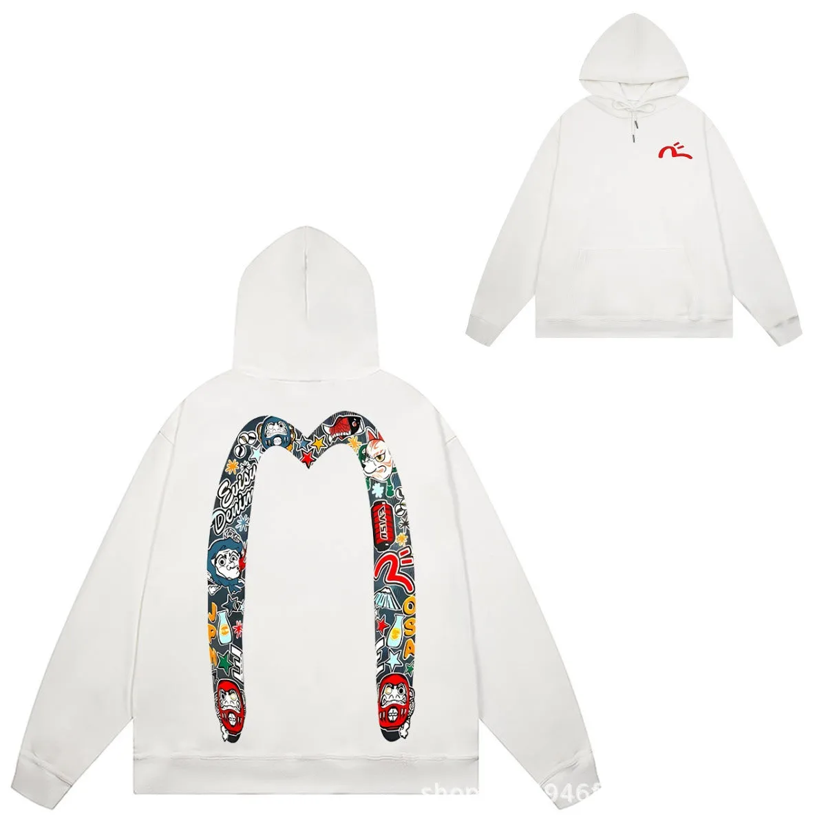 Evisu Hoodie print men and women