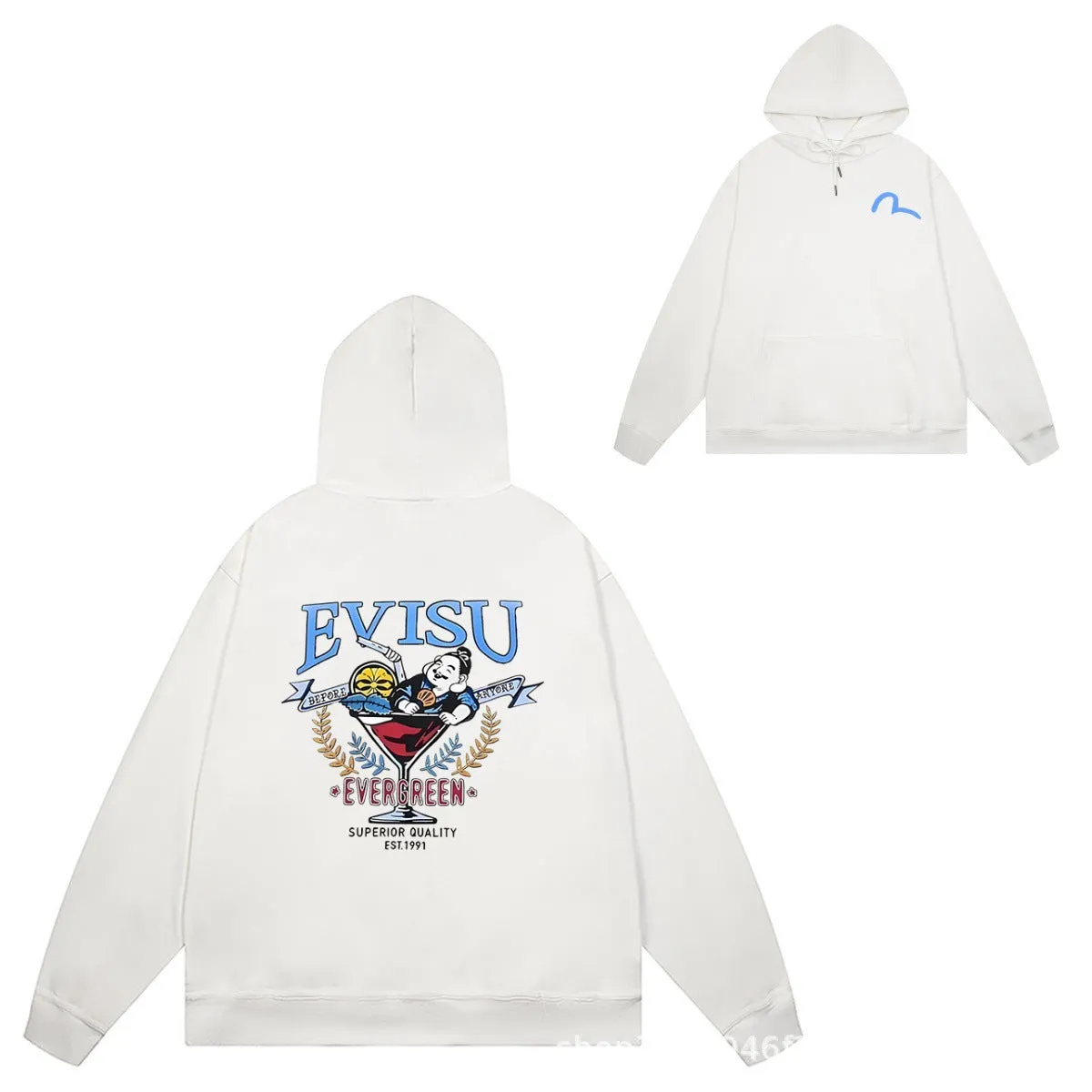 Evisu Hoodie print men and women