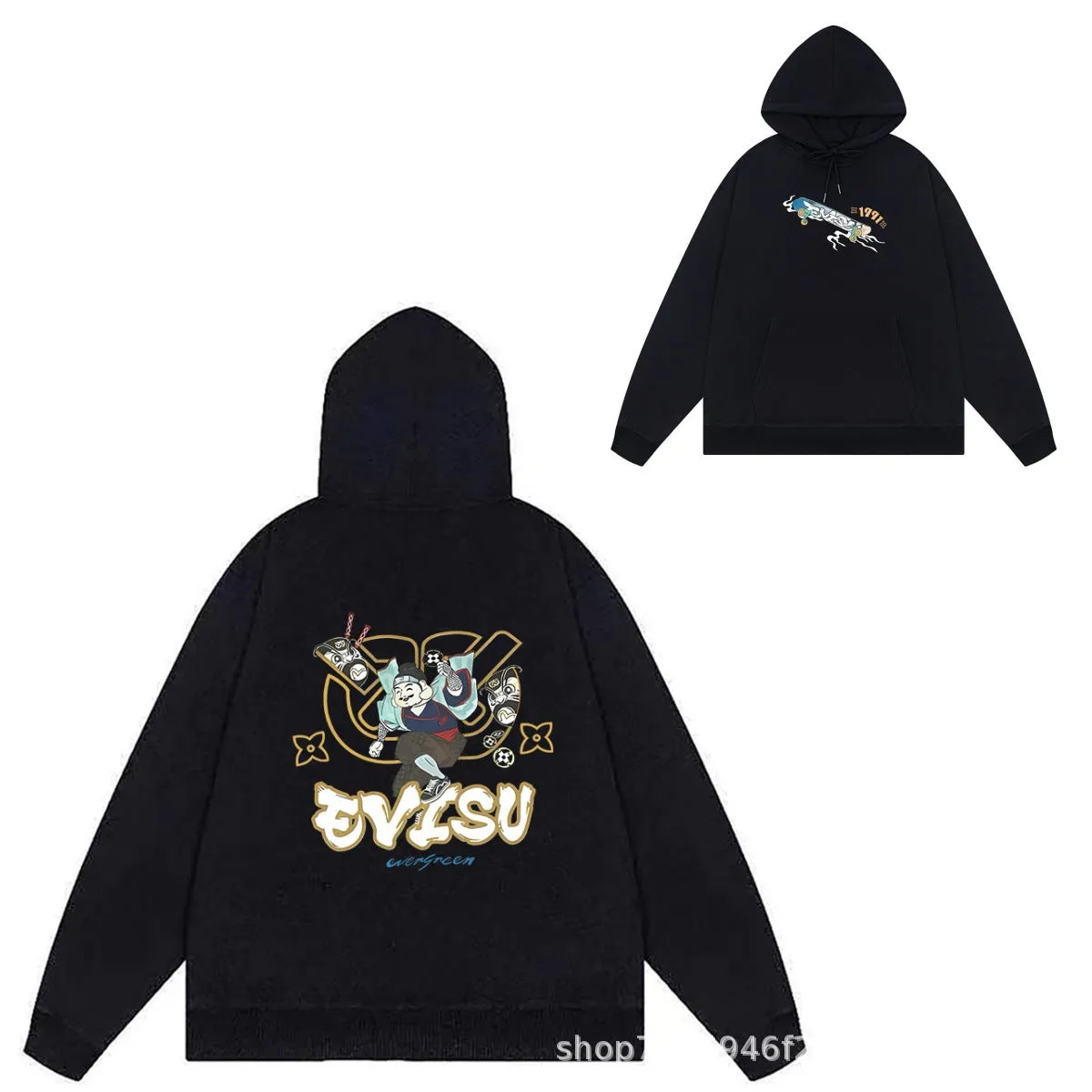 Evisu Hoodie print men and women