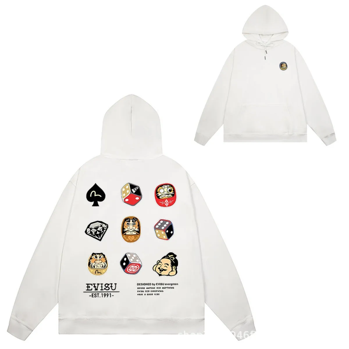 Evisu Hoodie print men and women