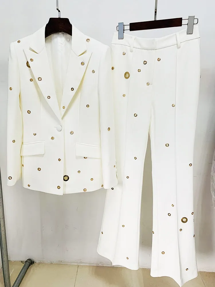 Eyelet Blazer Pants Suit