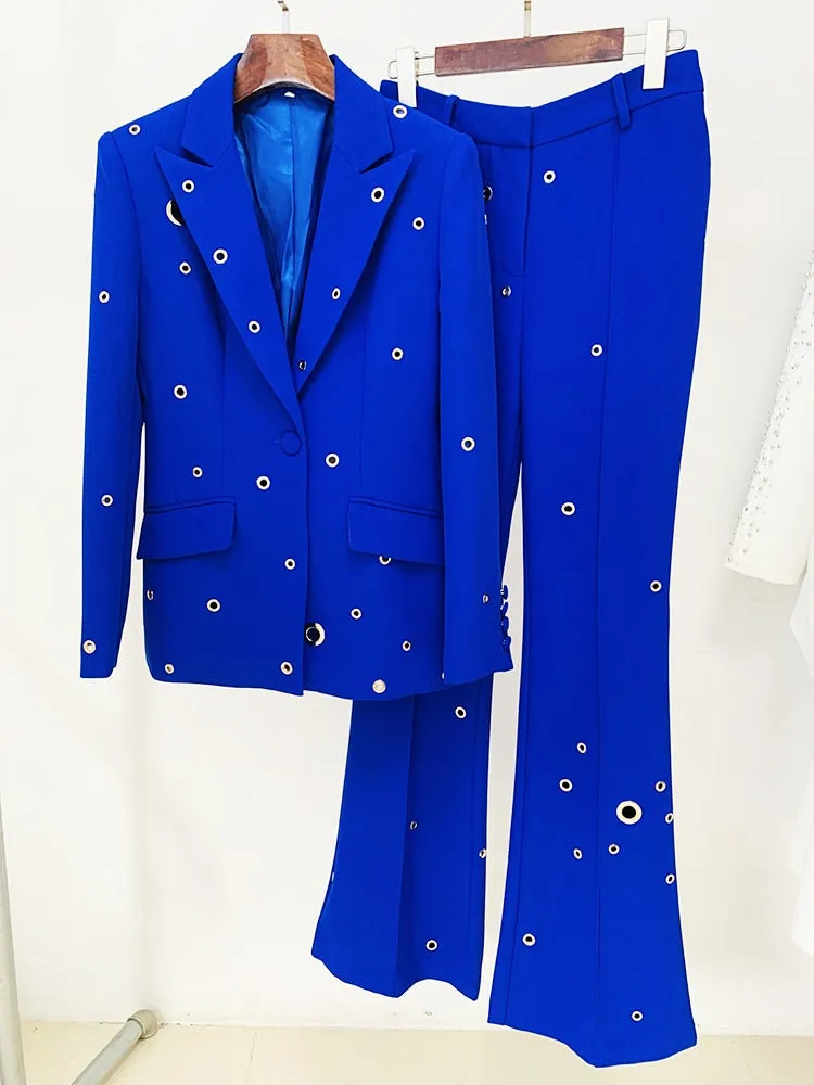 Eyelet Blazer Pants Suit