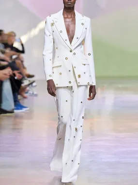 Eyelet Blazer Pants Suit