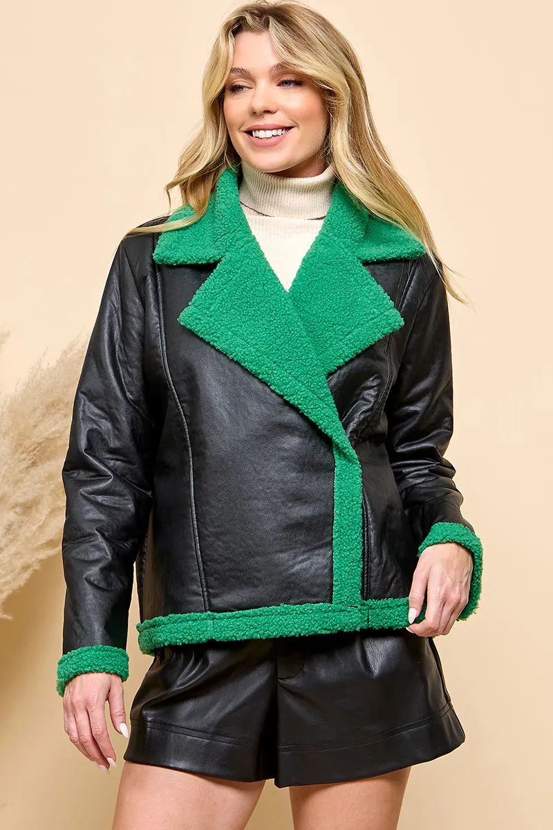 Faux Leather Shearling Jacket