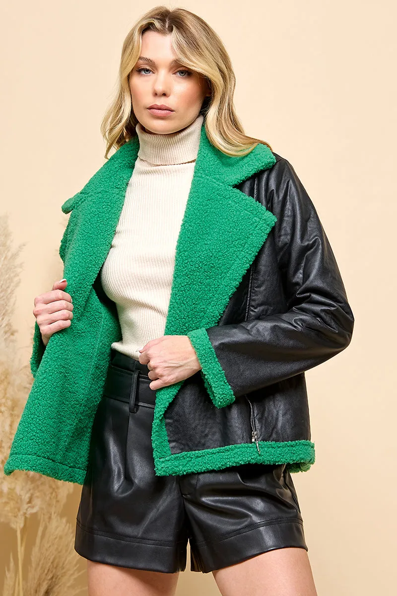 Faux Leather Shearling Jacket