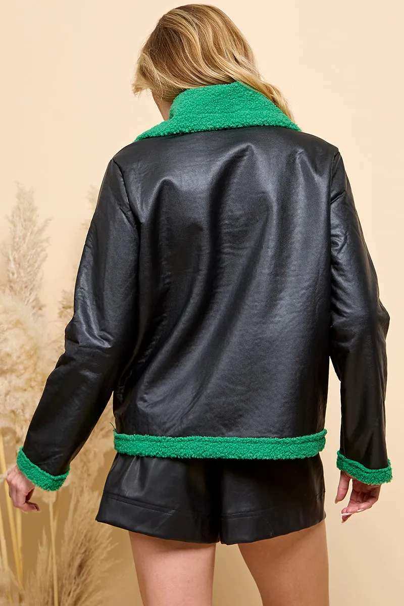 Faux Leather Shearling Jacket
